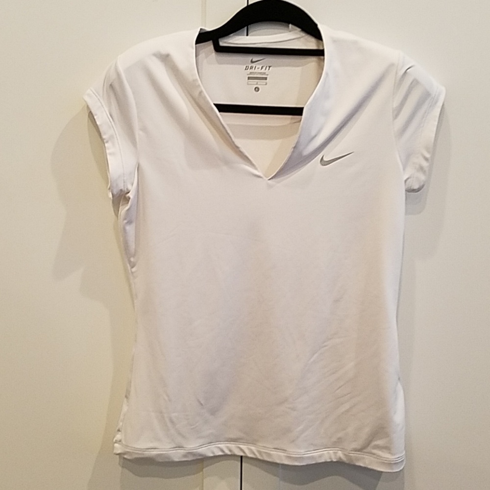 Nike Dri-Fit V-Neck Womans White Top (Large)